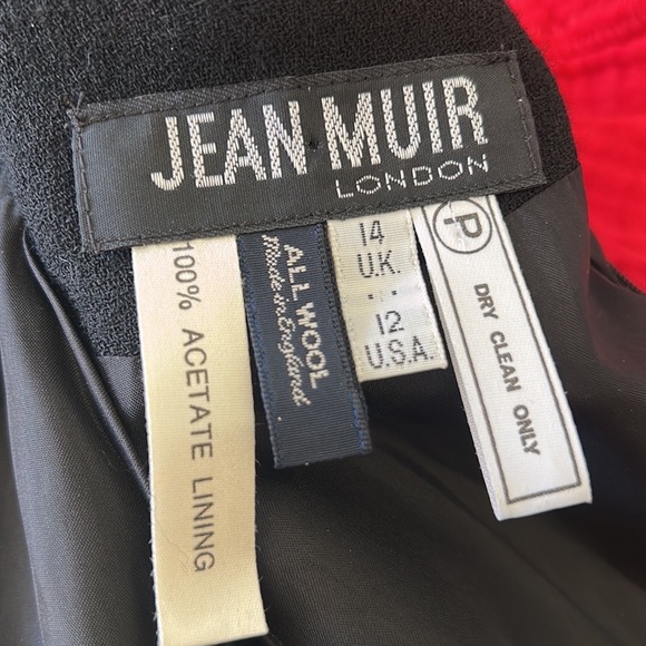 Jean Muir London Vintage 1980s Black Wool Crepe Long Sleeve Shift Dress - 12 - Picture 8 of 9